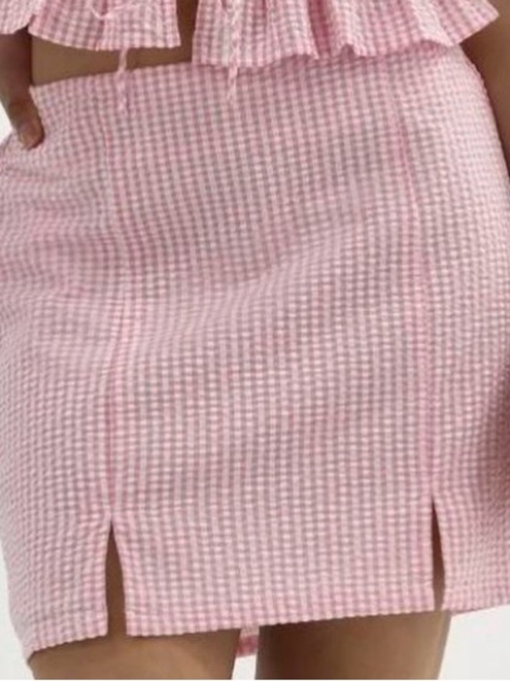 No Boundaries Pink Gingham Seersucker Mini Skirt